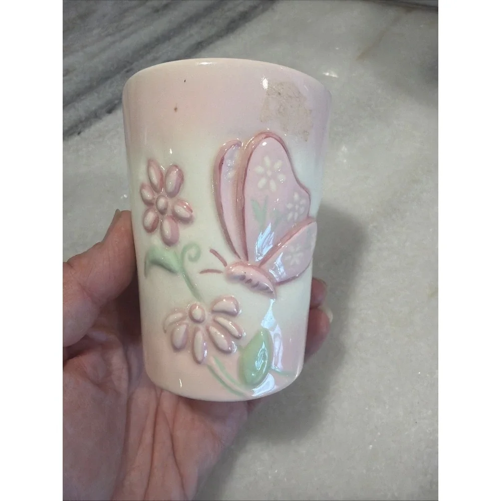Vintage 3 Piece Ceramic Bathroom Vanity Set Pi K With Butterflies/ FlowersES001